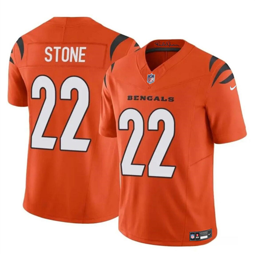 Men's Orange Cincinnati Bengals #22 Geno Stone 2023 F.U.S.E Vapor Untouchable Limited Stitched Jersey